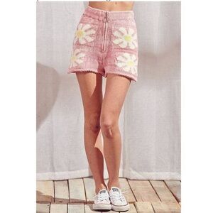 STORIA Pink Floral High Waisted Knit Shorts